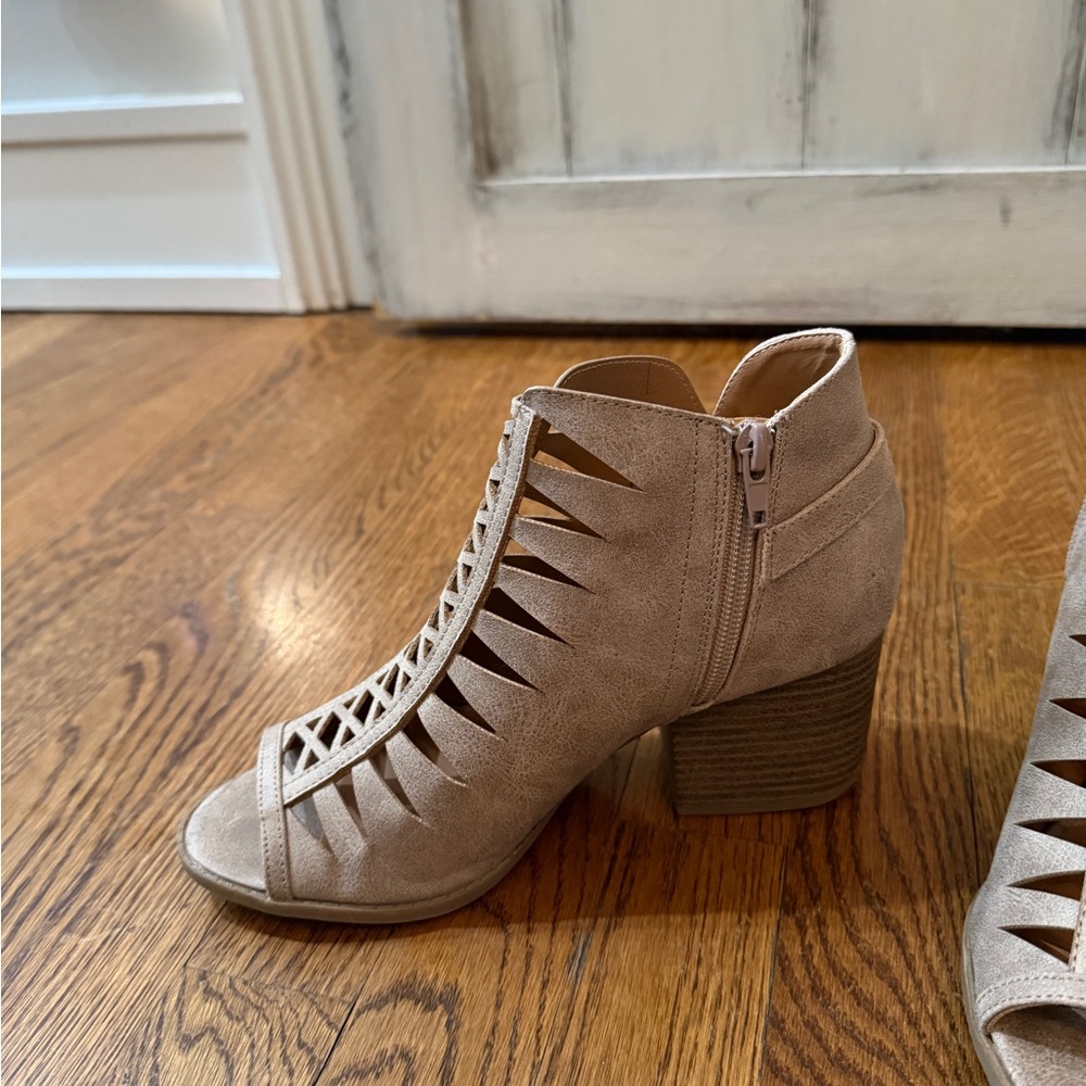 Beige Block Heels